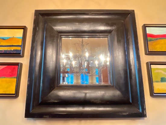 Large Heavy Contemporary Distressed Wooden Framed Mirror