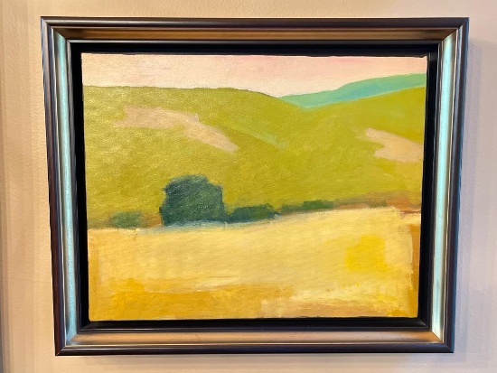 Framed David Skinner "Green Hillside" Painting on Canvas