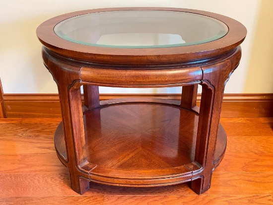 Wood and Glass End Table