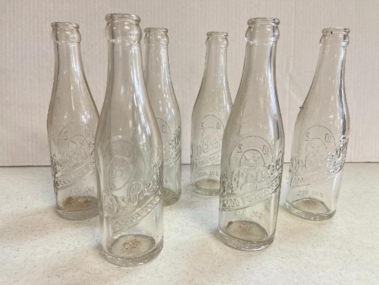 Set of 6 Vintage Glass Dr. Pepper Bottles - Hamilton, Ohio