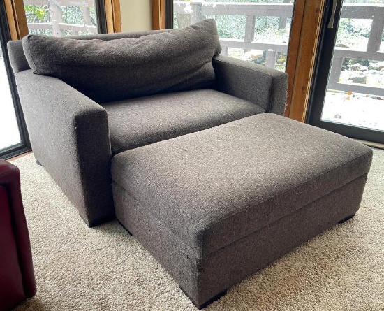 Crate and Barrel Chair and Half with Ottoman