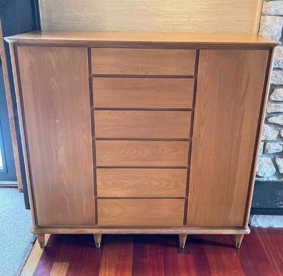 Vintage Davis Cabinet Company White Ash Chest of Drawers