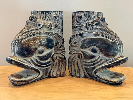 Pair of Large Composite Koi Fish Bookends
