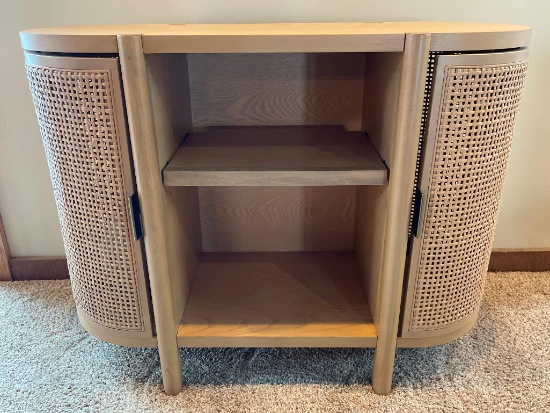 Contemporary Caned Door Bar Cabinet