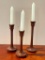 Set of Wooden Candlestick Holders