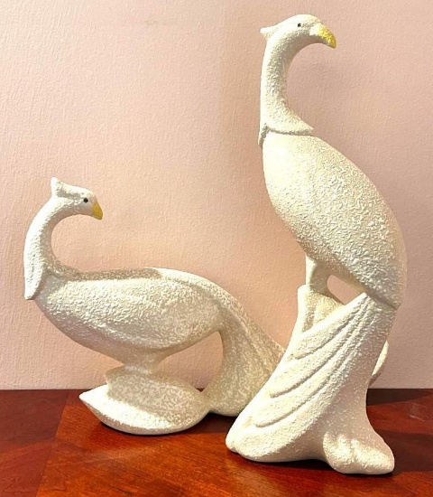 Pair of MCM Splattered Textured Peacock / Pheasant Birds