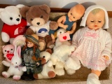 Group of Vintage Dolls and Plush Animals