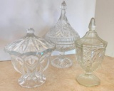 Group of Clear Glass Candy Dishes