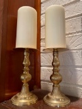 Pair of Brass Pillar Candle Holders