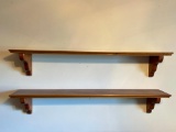 Pair of Wooden Wall Mounted Shelves