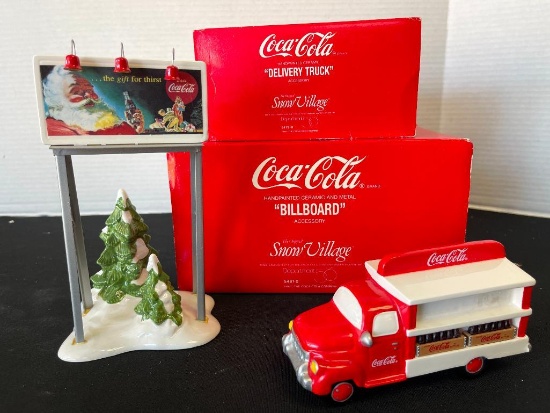 Coordinating Pair of Department 56 - Snow Village Series - Coca Cola Figurines