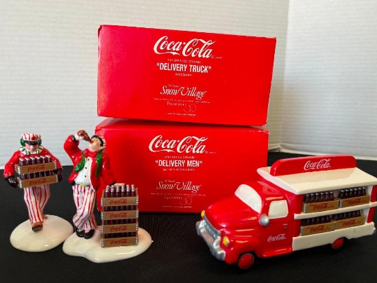 Coordinating Pair of Department 56 - Snow Village Coca Cola Figurines
