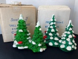 Pair of Department 56 - Snow Village Series - Small Double Trees
