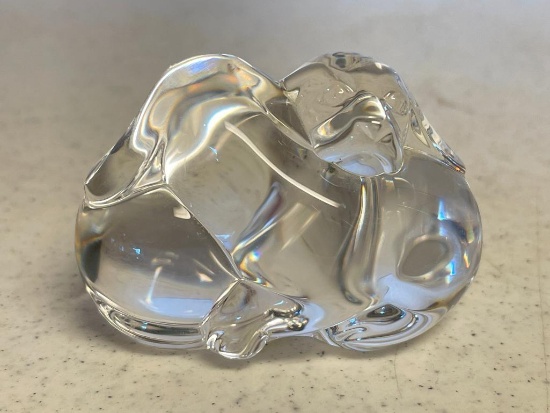 Signed Steuben "Puppy Love" Glass Paperweight