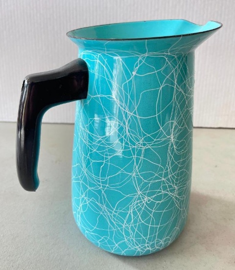 Vintage Turquoise Enamel Swirl Pitcher