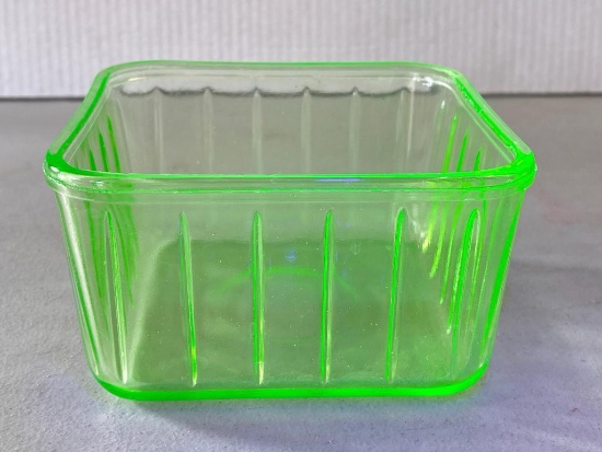 Vintage Uranium Glass Refrigerator Dish