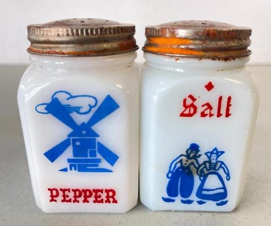 Vintage Hazel Atlas Milk Glass Salt and Pepper Shakers
