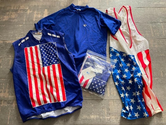 Group of Bicycling Jerseys and Bibs
