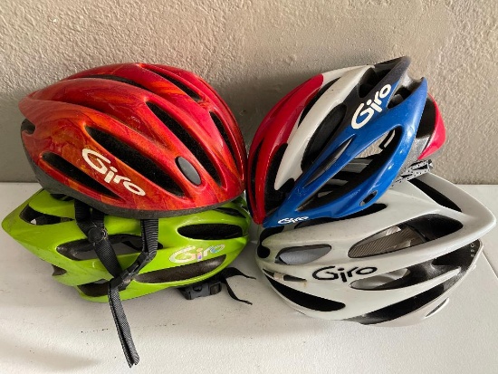 Group of 4 Giro Bicycle Helmets