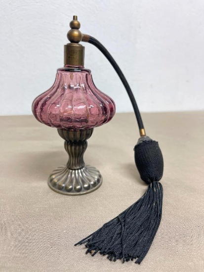 Vintage Crackle Glass Perfume Atomizer