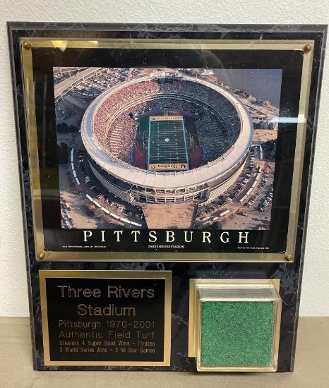 Pittsburgh Three Rivers Stadium Plaque - Turf from Three Rivers Stadium
