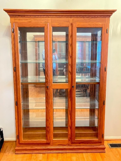 Wooden Display Cabinet with Glass Shelves