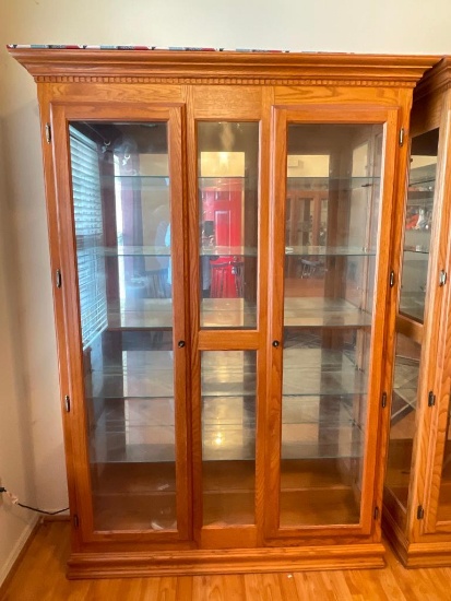 Wooden Display Cabinet with Glass Shelves