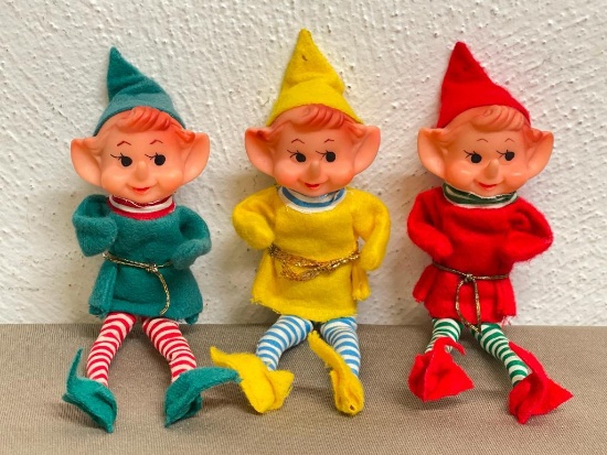 Group of 3 Vintage Christmas Pixie Elves