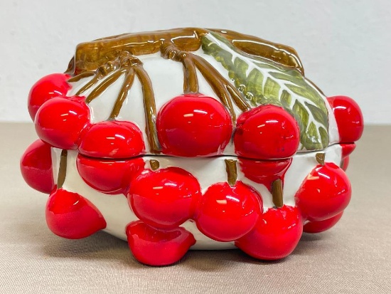 Vintage Mancioli Italy Ceramic Cherry Candy Dish