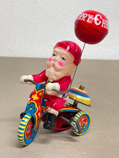 Vintage Suzuki Celluloid Santa on Windup Tricycle