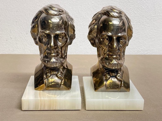 Set of Abraham Lincoln Metal Bookends