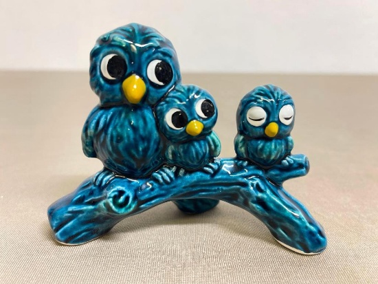 Vintage Ceramic Owl and Owlets Figurine