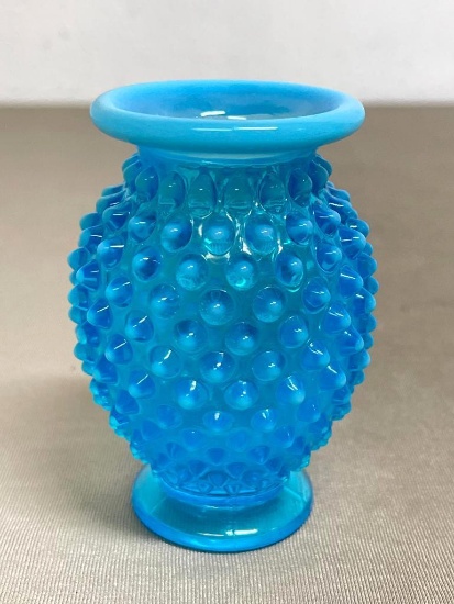 Vintage Blue Hobnail Bud Vase