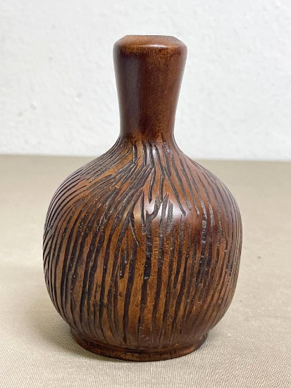 Wooden Carved Bud Vase