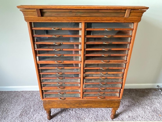 Antique Wooden Richardson Perfect Silk Spool Cabinet