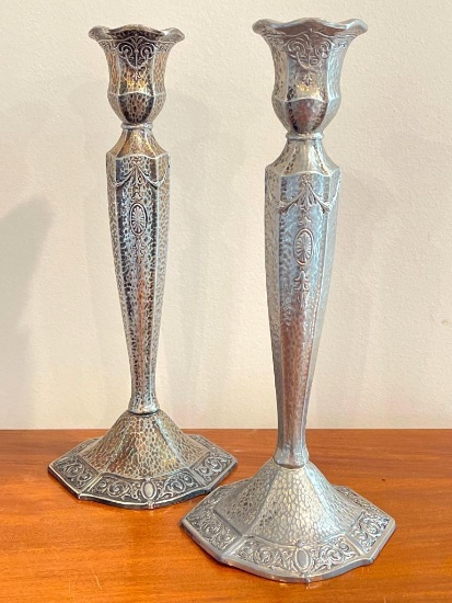 Set of Tall Weidlich Brothers Silver Plated Candlestick Holders