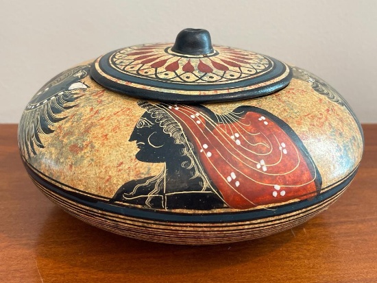 Greek Ceramic Lidded Bowl