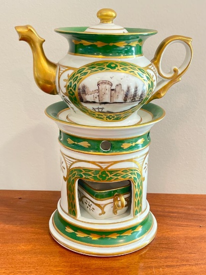 Porcelain Teapot with Rechaud - Signed