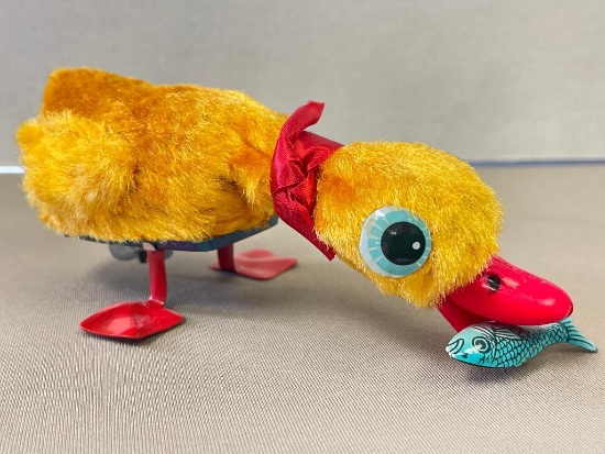 Vintage Wind Up Duck with Fish