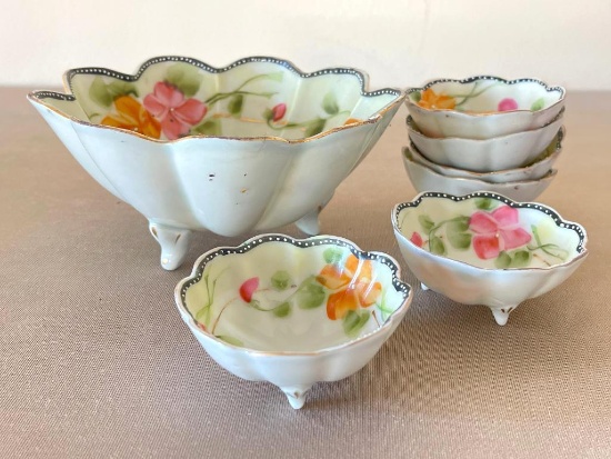 Vintage Hand Painted Nut Bowl Set