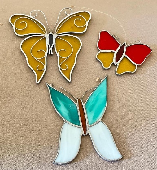 Group of Stained Glass Sun Catcher Butterflies