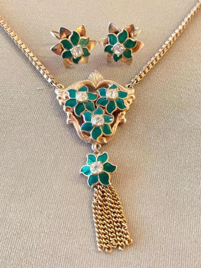 Vintage Necklace with Clip-on Earrings