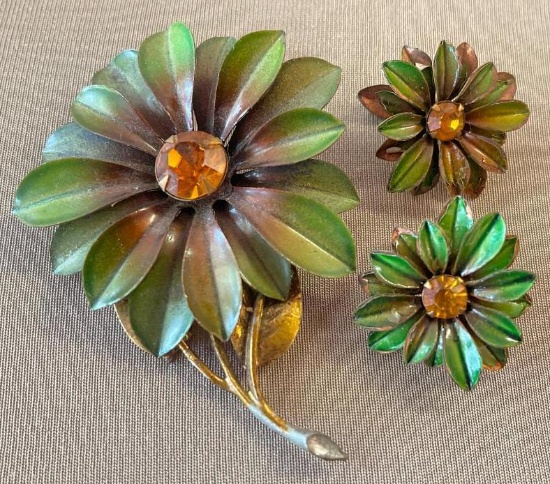 Vintage Brooch and Clip-on Earrings