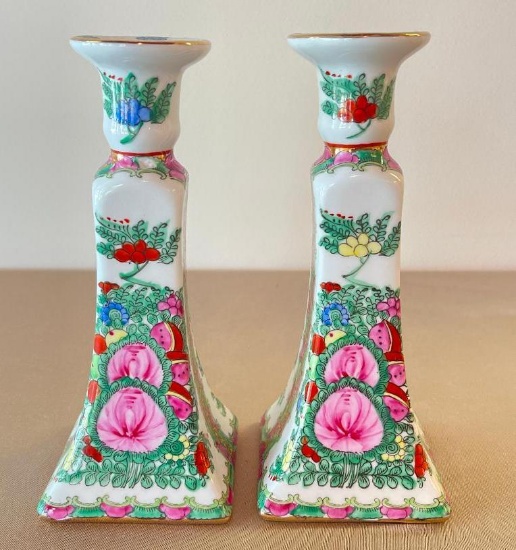 Pair of Porcelain Candle Holders