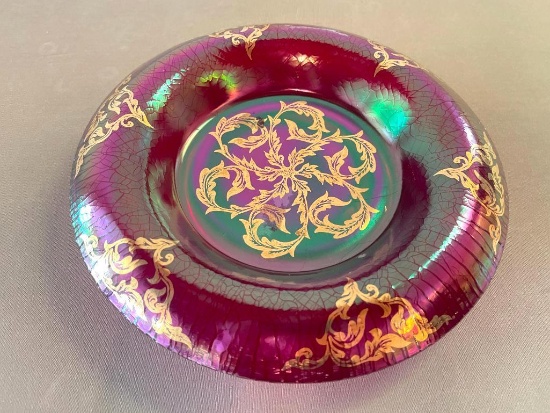 Vintage Fenton Glass Rolled Rim Plate - Numbered