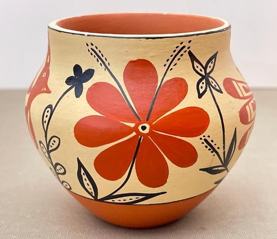 Native Polychromatic Pottery Bowl - Signed