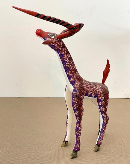 Mexican Oaxacan Alebrije Wooden Carved Gazelle