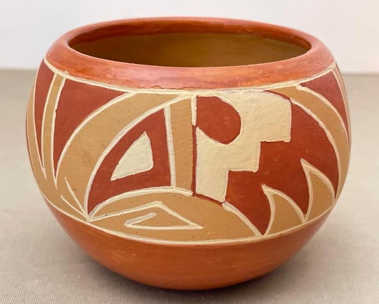 Native Polychromatic Pottery Bowl - Signed