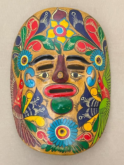Mexican Folk Art Pottery Painted Mask