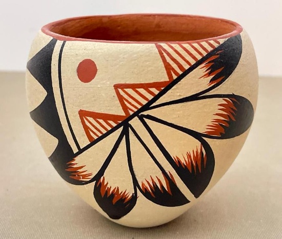 Native Polychromatic Pottery Bowl - Signed
